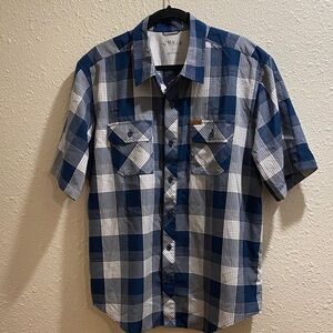 Orvis Blue and White Plaid Men's Shirt in XL